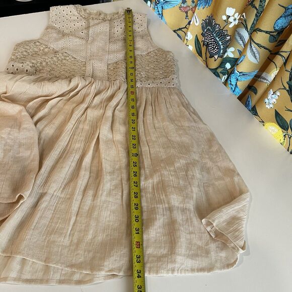 Umgee Cream Lace Peasant Babydoll Mini Dress Size M Femenine Fairy Cottage - Picture 7 of 7